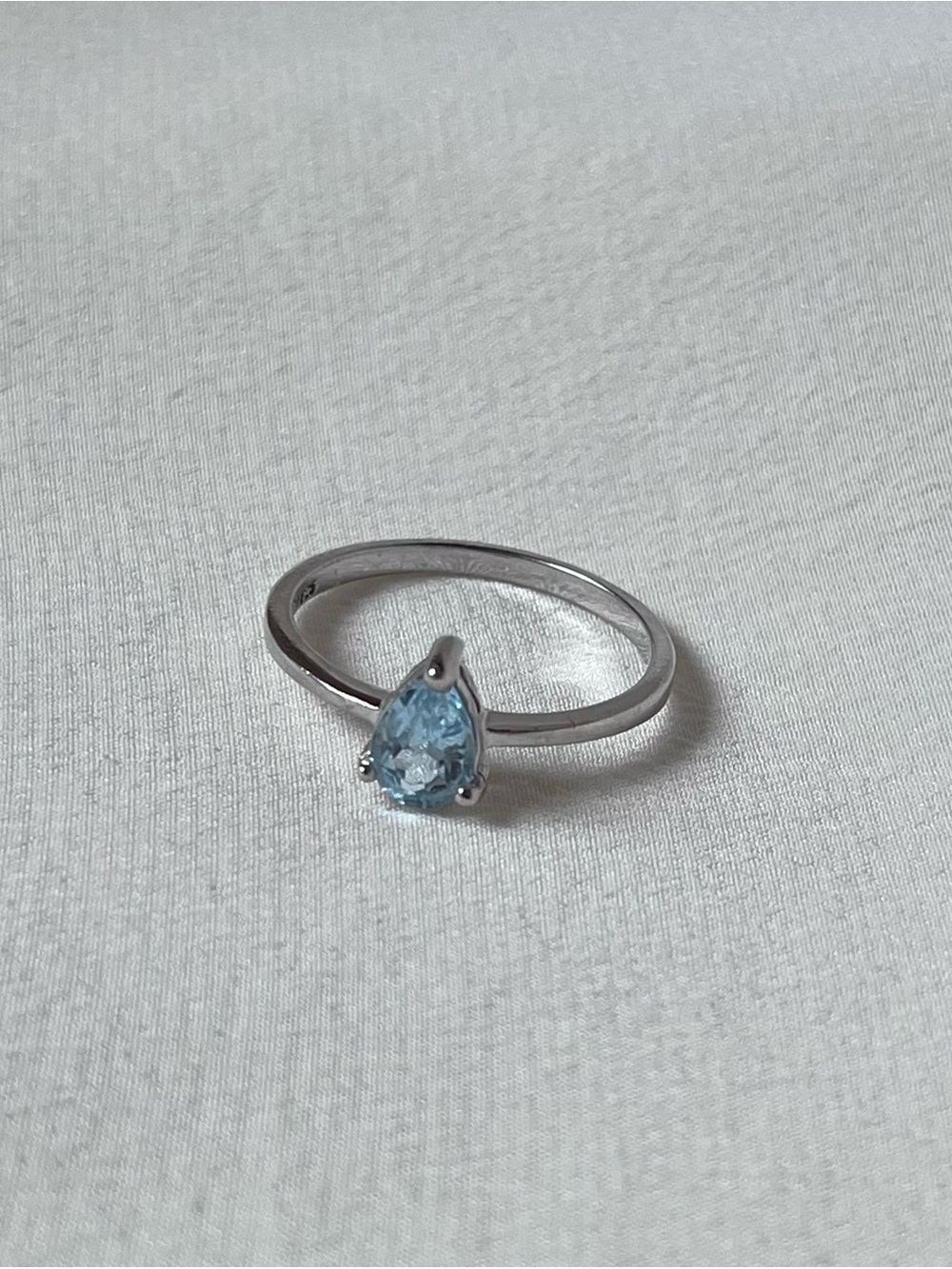 Sterling Silver Teardrop Blue Topaz Ring - Picture 1 of 8